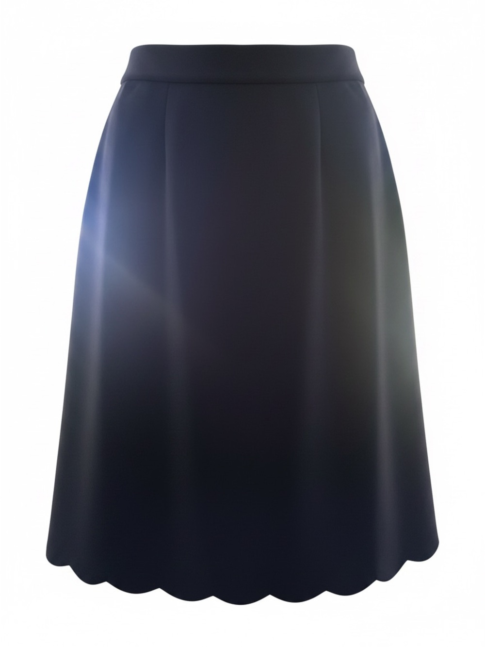 Beautiful Elle Black Scalloped-Hem A-Line Skirt